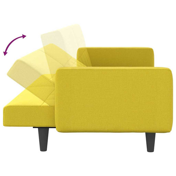 Hellgelbes Schlafsofa mit Kissen
