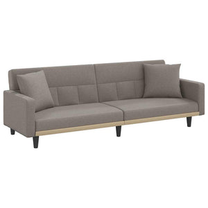 Schlafsofa Taupe Stoff mit Kissen