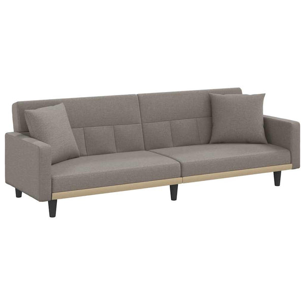 Schlafsofa Taupe Stoff mit Kissen