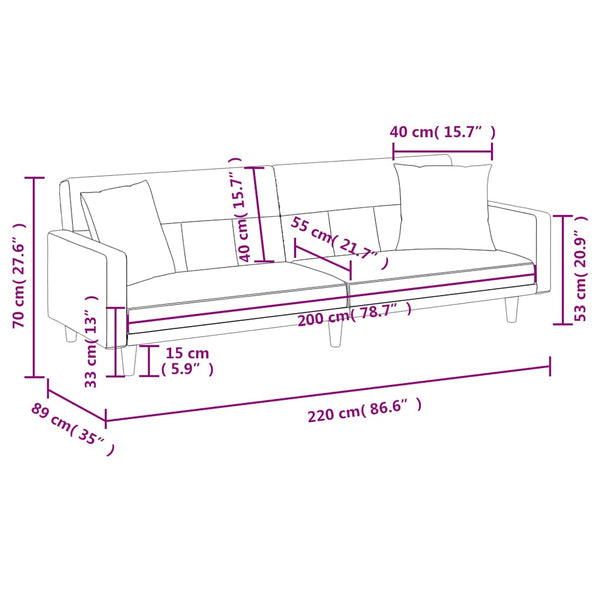 Schlafsofa Taupe Stoff mit Kissen