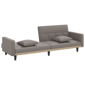 Schlafsofa Taupe Stoff mit Kissen