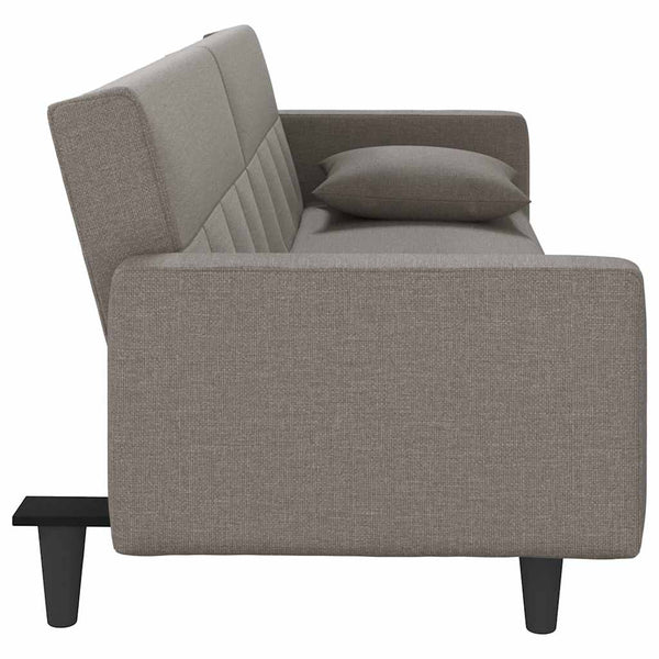 Schlafsofa Taupe Stoff mit Kissen