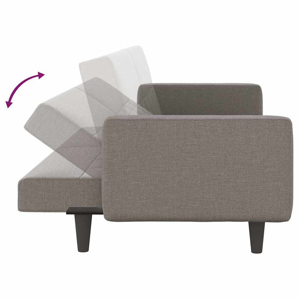 Schlafsofa Taupe Stoff mit Kissen