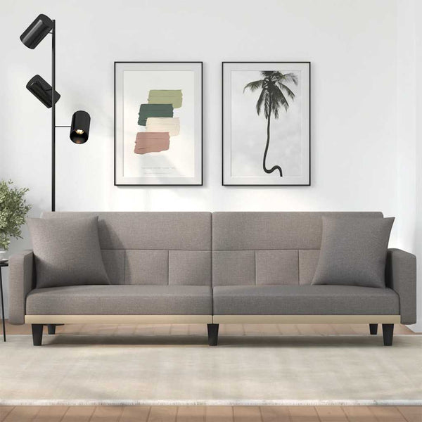 Schlafsofa Taupe Stoff mit Kissen