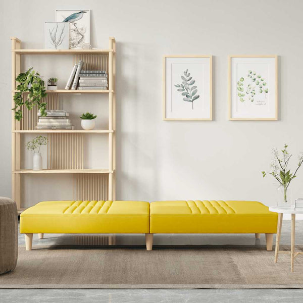 Hellgelbes Stoff-Schlafsofa