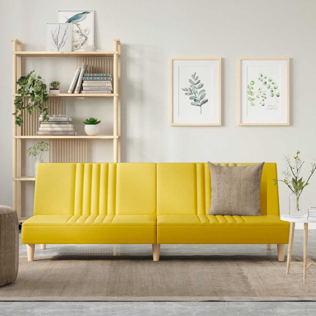 Hellgelbes Stoff-Schlafsofa