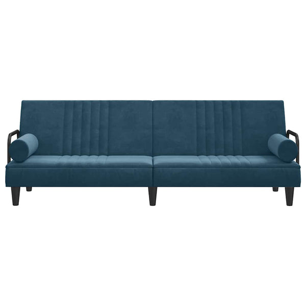 Blaues Samt Schlafsofa mit Armlehnen
