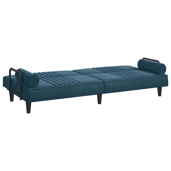 Blaues Samt Schlafsofa mit Armlehnen