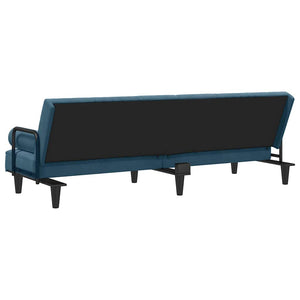 Blaues Samt Schlafsofa mit Armlehnen