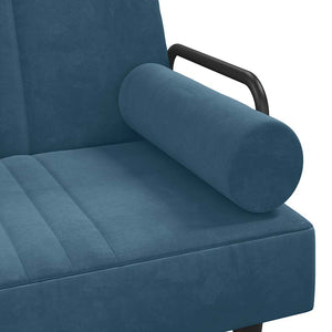 Blaues Samt Schlafsofa mit Armlehnen