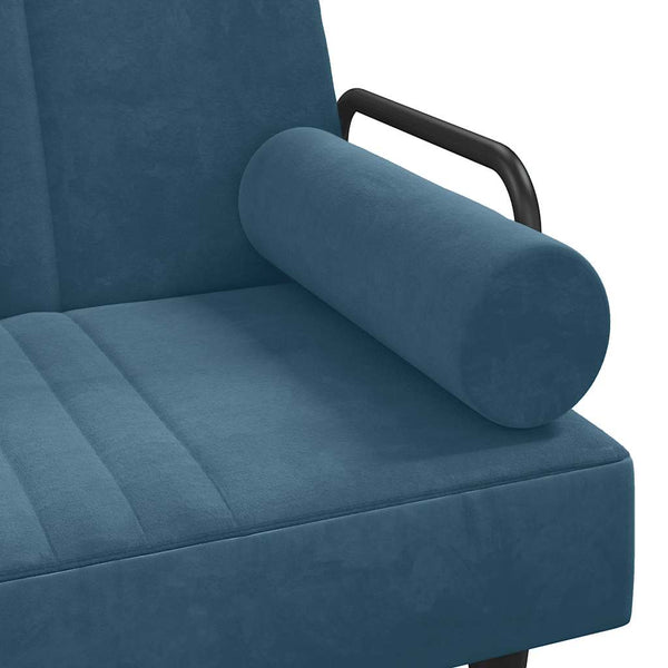 Blaues Samt Schlafsofa mit Armlehnen