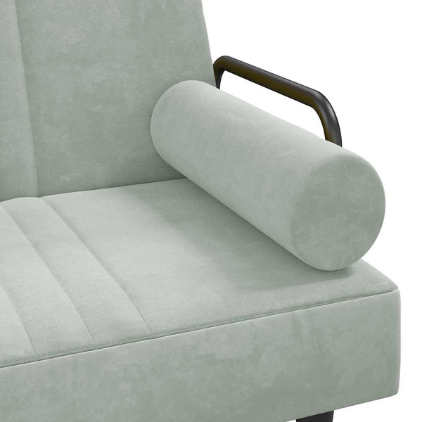 Schlafsofa Hellgrau Samt mit Armlehnen