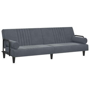 Dunkelgraues Samt Schlafsofa mit Armlehnen