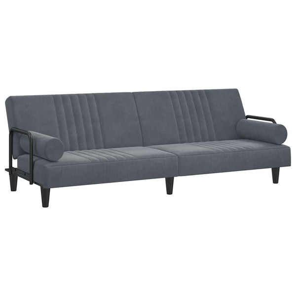 Dunkelgraues Samt Schlafsofa mit Armlehnen