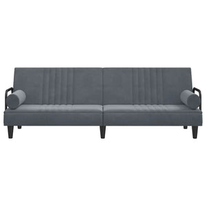 Dunkelgraues Samt Schlafsofa mit Armlehnen