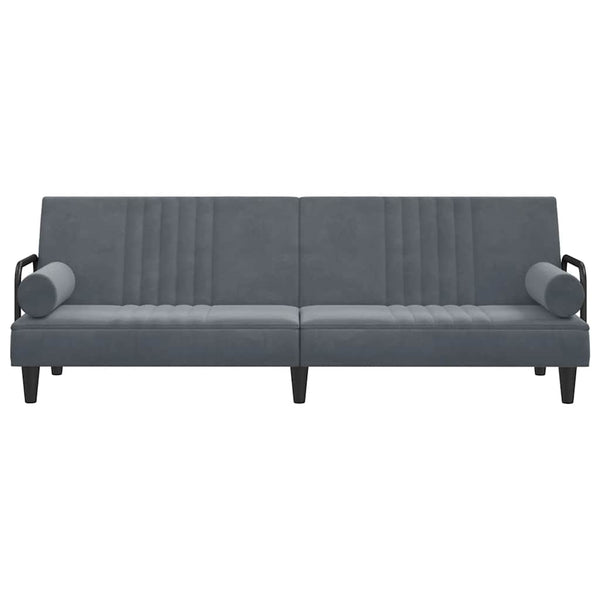 Dunkelgraues Samt Schlafsofa mit Armlehnen