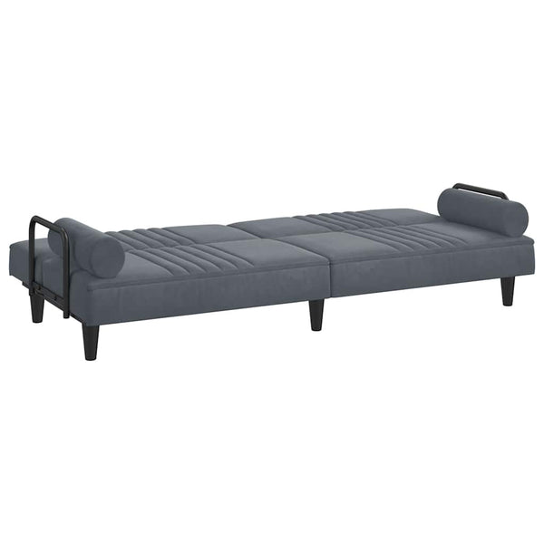 Dunkelgraues Samt Schlafsofa mit Armlehnen