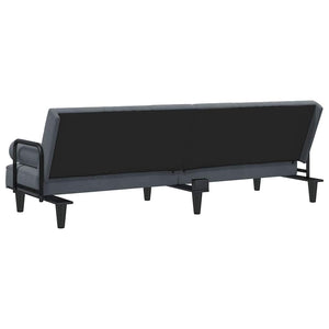 Dunkelgraues Samt Schlafsofa mit Armlehnen