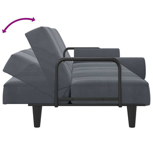 Dunkelgraues Samt Schlafsofa mit Armlehnen