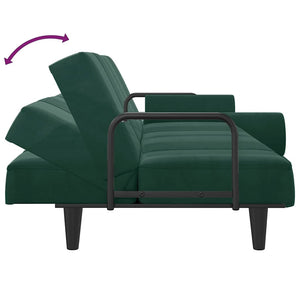 Dunkelgrünes Samt Schlafsofa mit Armlehnen