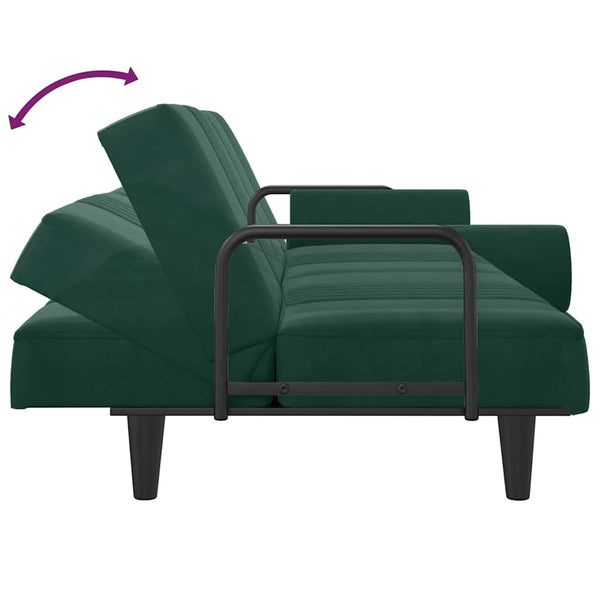 Dunkelgrünes Samt Schlafsofa mit Armlehnen