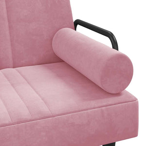 Rosa Samt Schlafsofa mit Armlehnen