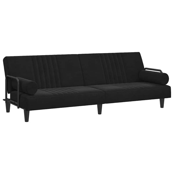 Schlafsofa Schwarz Samt mit Armlehnen