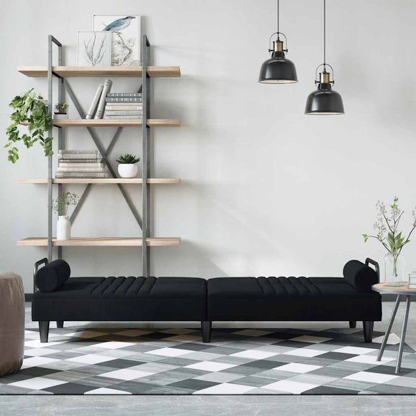Schlafsofa Schwarz Samt mit Armlehnen