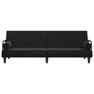 Schlafsofa Schwarz Samt mit Armlehnen