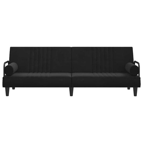 Schlafsofa Schwarz Samt mit Armlehnen
