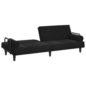 Schlafsofa Schwarz Samt mit Armlehnen
