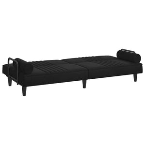 Schlafsofa Schwarz Samt mit Armlehnen