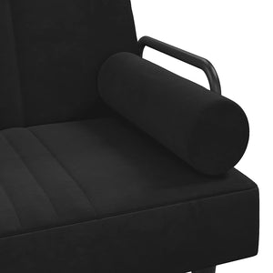 Schlafsofa Schwarz Samt mit Armlehnen