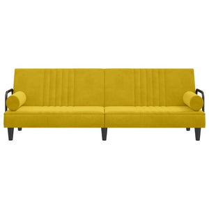 Gelbes Samt Schlafsofa mit Armlehnen