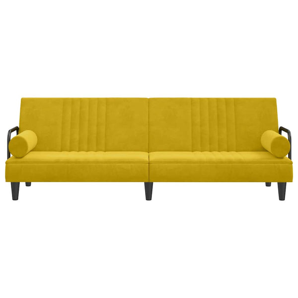 Gelbes Samt Schlafsofa mit Armlehnen