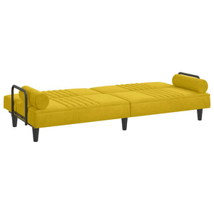 Gelbes Samt Schlafsofa mit Armlehnen