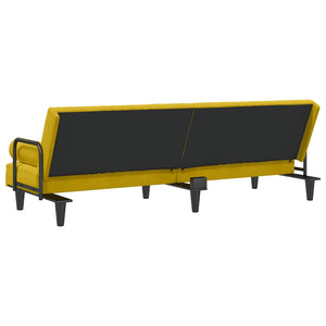 Gelbes Samt Schlafsofa mit Armlehnen
