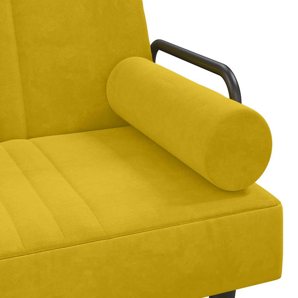 Gelbes Samt Schlafsofa mit Armlehnen