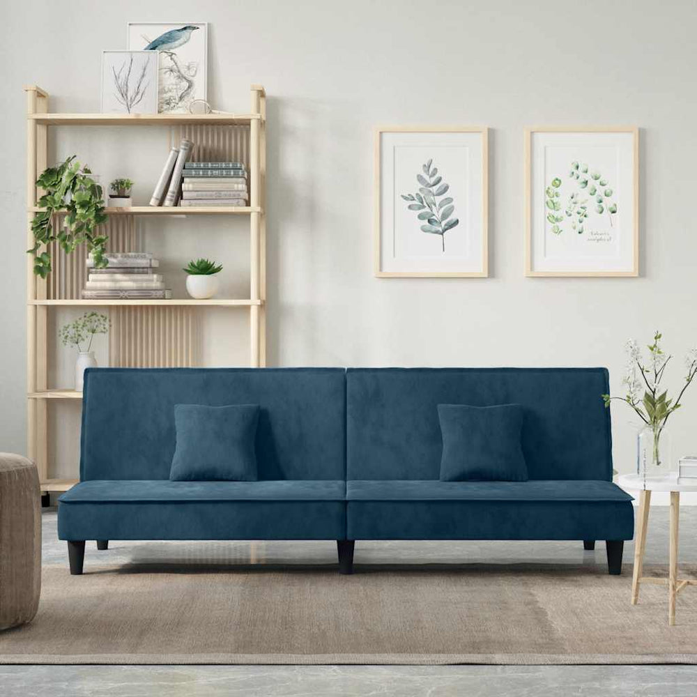 Blaues Samt Schlafsofa
