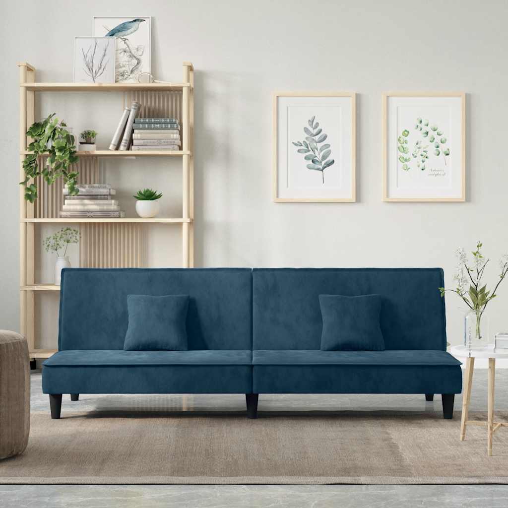 Blaues Samt Schlafsofa