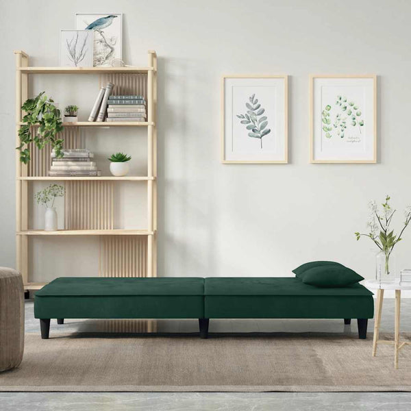 vidaXL Sofa Bed Dark Green Velvet