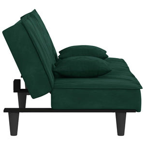 vidaXL Sofa Bed Dark Green Velvet