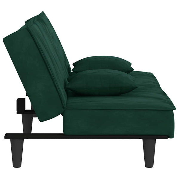 vidaXL Sofa Bed Dark Green Velvet