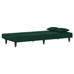 vidaXL Sofa Bed Dark Green Velvet