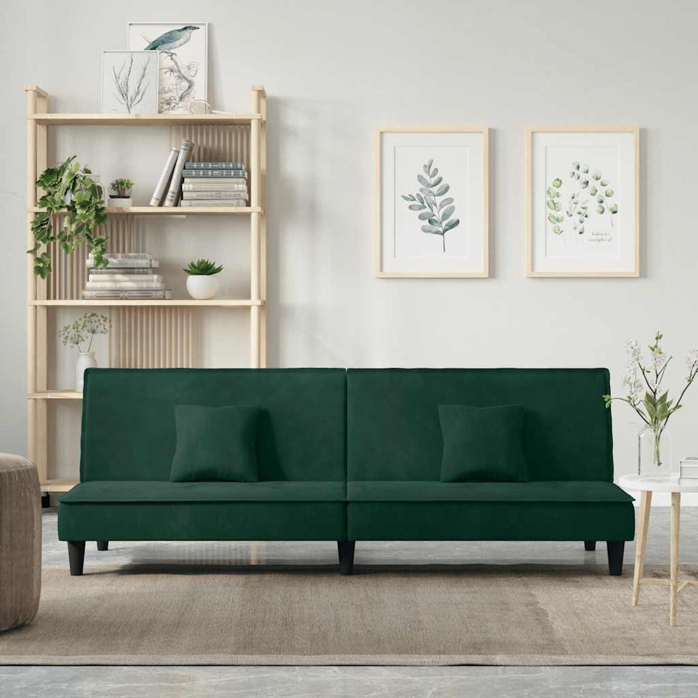 vidaXL Canapé-lit vert foncé velours