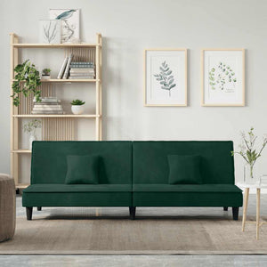 vidaXL Sofa Bed Dark Green Velvet