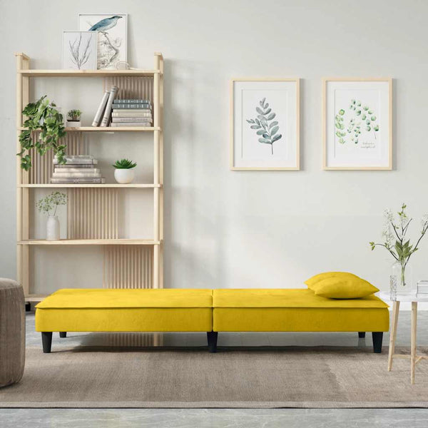 vidaXL Sofa Bed Yellow Velvet
