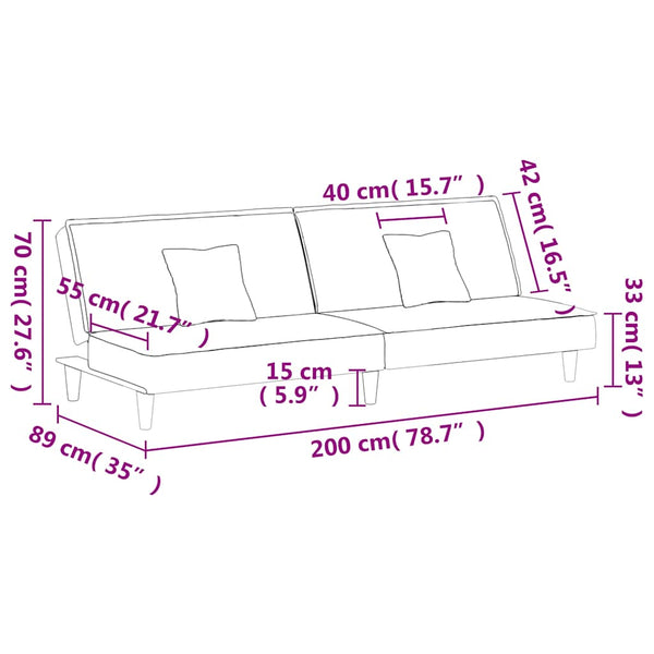 vidaXL Sofa Bed Yellow Velvet