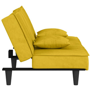 vidaXL Sofa Bed Yellow Velvet