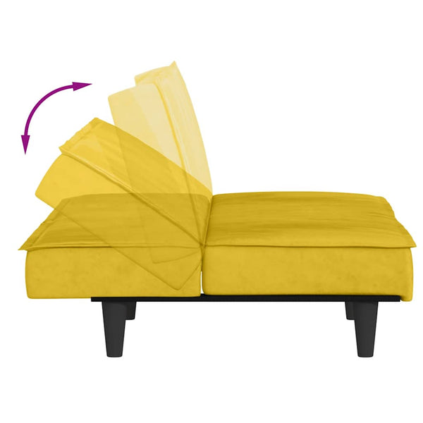 vidaXL Sofa Bed Yellow Velvet